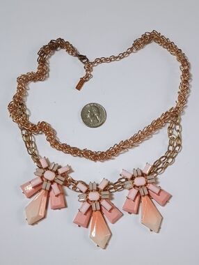 Statement Bib Necklace - Pink Gradient Floral Drops